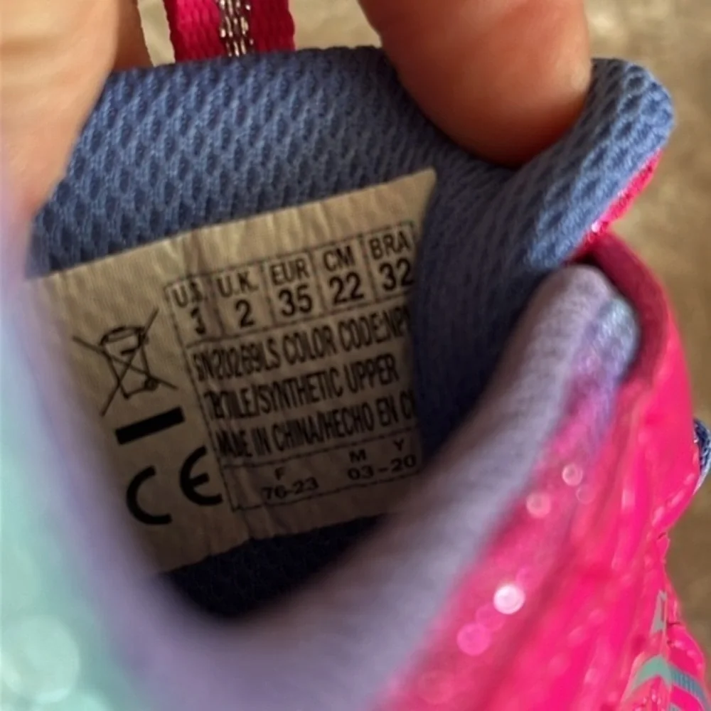 Brand New Skechers S-Lights Powered Girls Slip On Hot Pink Shimmer Sneakers